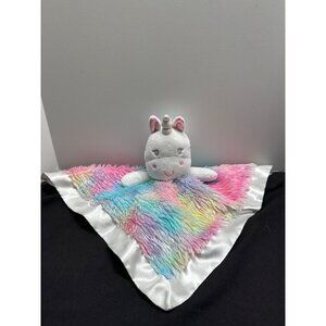 Unicorn Rainbow Pastel Baby Security Blanket 12" Satin Back By Baby Starters